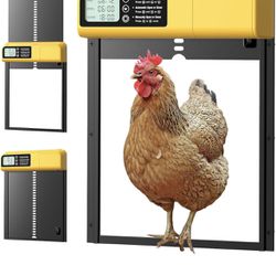 Automatic Chicken Coop Door, Large Chicken Coop Door with Smart Timer & LCD Display, Aluminum Chicken Door with Anti-Pinch Sensor & Low Battery Alert 