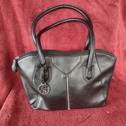 Nine West Black 2 Handel Satchel Vegan/Faux Leather/Manmade Zip Closure 