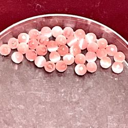 Lot Of 37 Faceted Pink CatsEye Beads 
