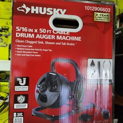 &HUSKY
 3-YEAR LIMITED WARRANTY
5/161n x $0 ft cable DRUM AUGER MACHINE