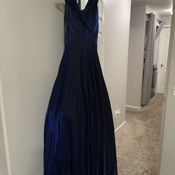 Blue Iridescent Prom Dress