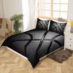 Basketball Lover Bedding Sets Queen Size for Boys Men,Ball Sports Gaming Duvet Cover Ultra Soft Black Comforter Cover Sets,Teenager Birthday Gift