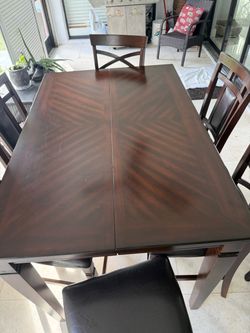 Dark Wood Dining Table with Chairs