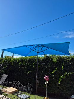 10x6.5" ft rectangle market umbrella patio color: agua base not included