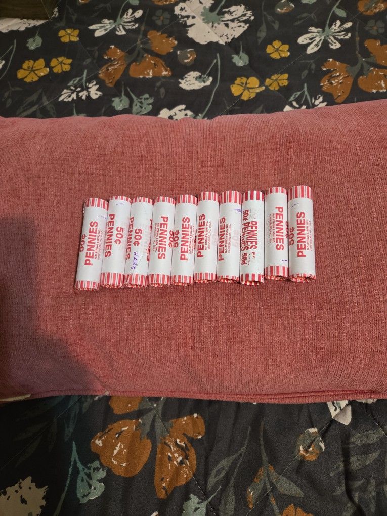 10 Rolls Of Uncirulated Pennies In Unoped Original Wrappers Rolls