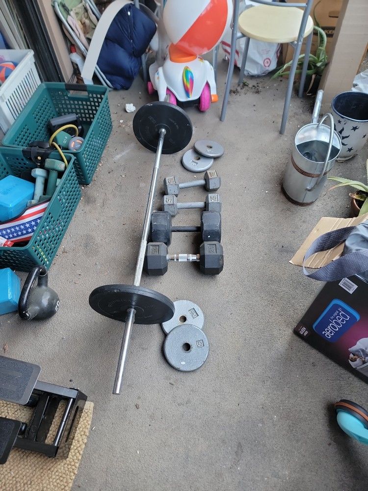 Dumbbells, Barbell, Kettlebell, Stair Stepper, Workout Equipment 