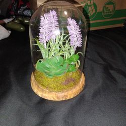 Fake Lavender Terrarium Cloche