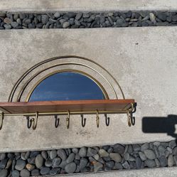 Arched Mirror Wall Shelf W/hooks
