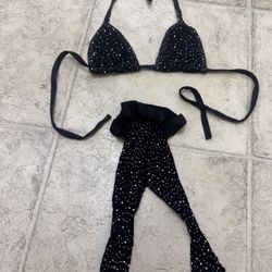 New One Size Black Fishnet Lingerie Set Festival Rave Bikini Outfit Stockings 