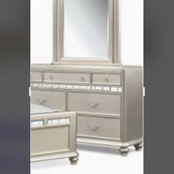 Silver Dresser And Mirror 