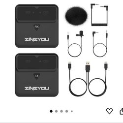 ZINGYOU Wireless Lavalier Microphones, 2.4GHz 70m Audio Range Lavalier 1 Transmitter & 1 Receiver Microphone for SLR Cell Phones Camera Vlog YouTube I