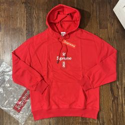 Supreme Cross Box Logo Hooded Sweatshirt Red🔥