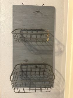 Wooden board with baskets