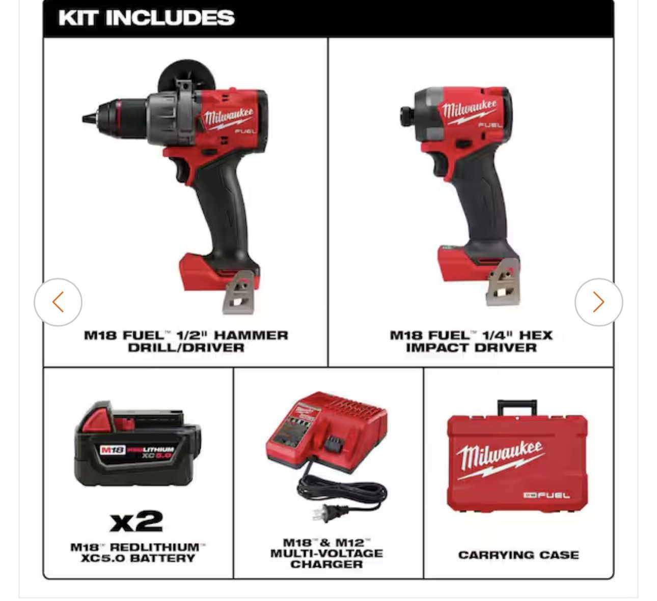 M18 FUEL 18V Lithium-Ion Brushless Cordless Hammer Drill and Impact Driver Combo Kit