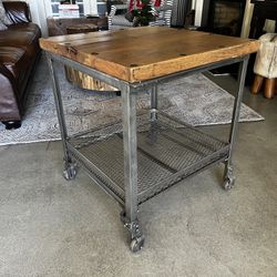 Reclaimed Wood And Metal Grate Side Table