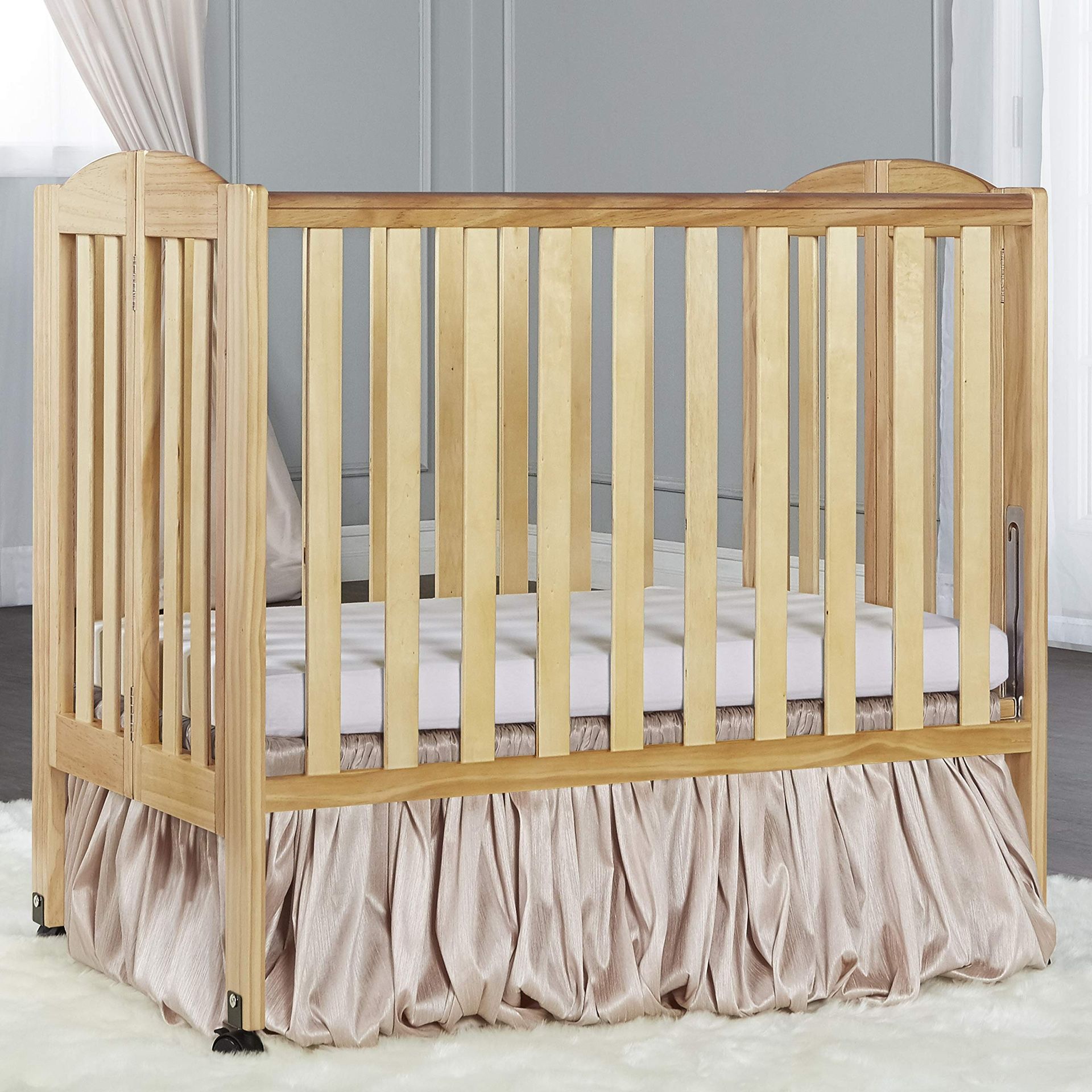 Dream On Me 2 in 1 Portable Folding Stationary Side Crib, Natural