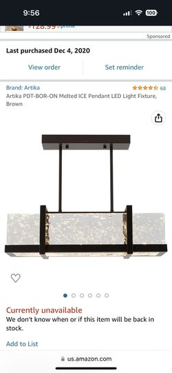 Artika PDT-BOR-ON Melted ICE Pendant LED Light Fixture, Brown