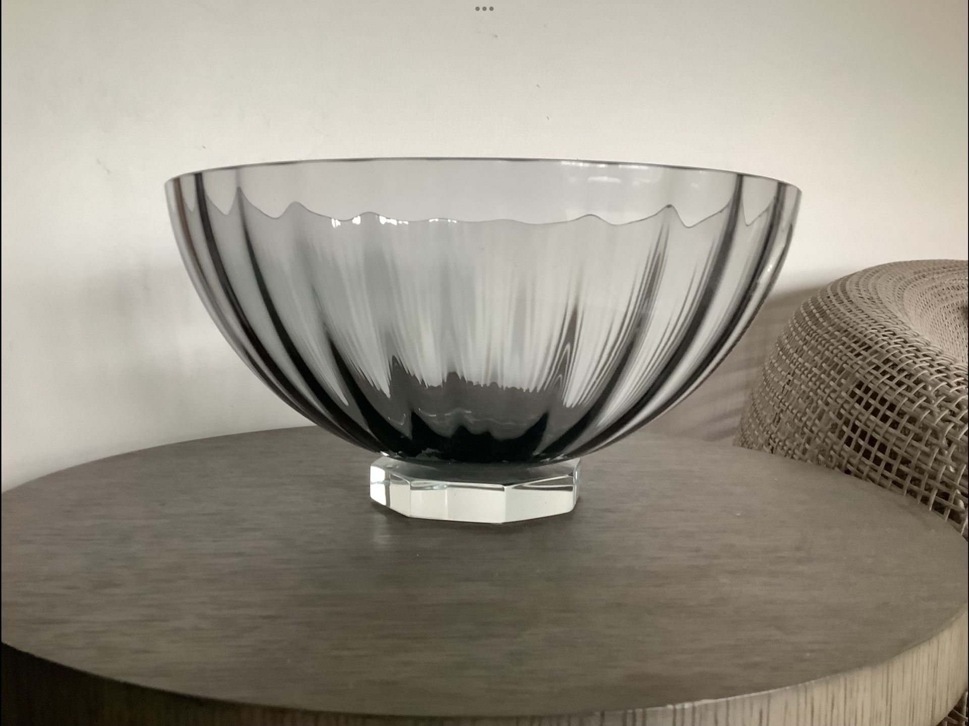 Beautiful Huge 15" Italian Art Glass Bowl, Clear Glass, Centerpiece or Fruit Bowl - timeless table decor