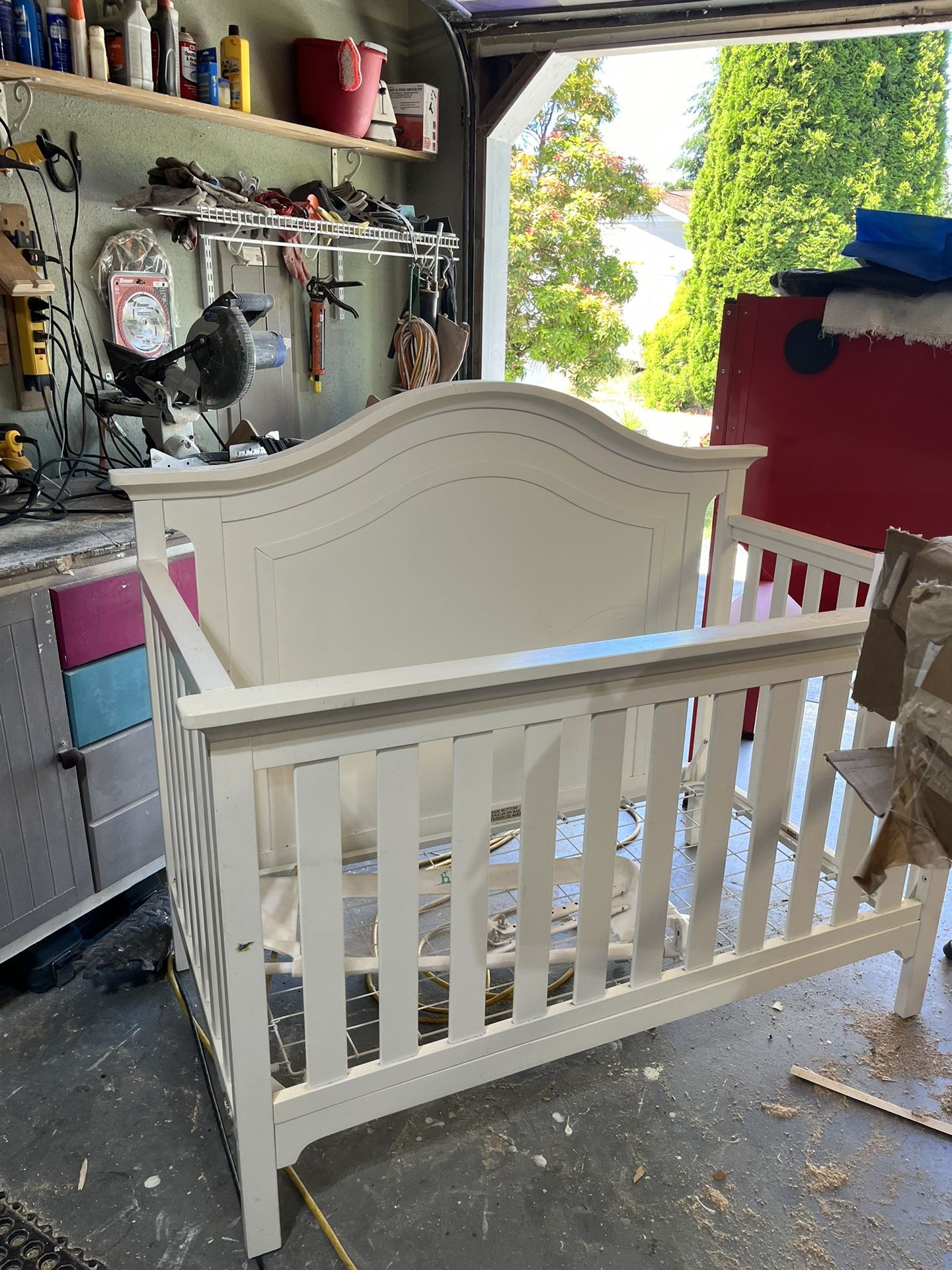 Beautiful white baby crib.