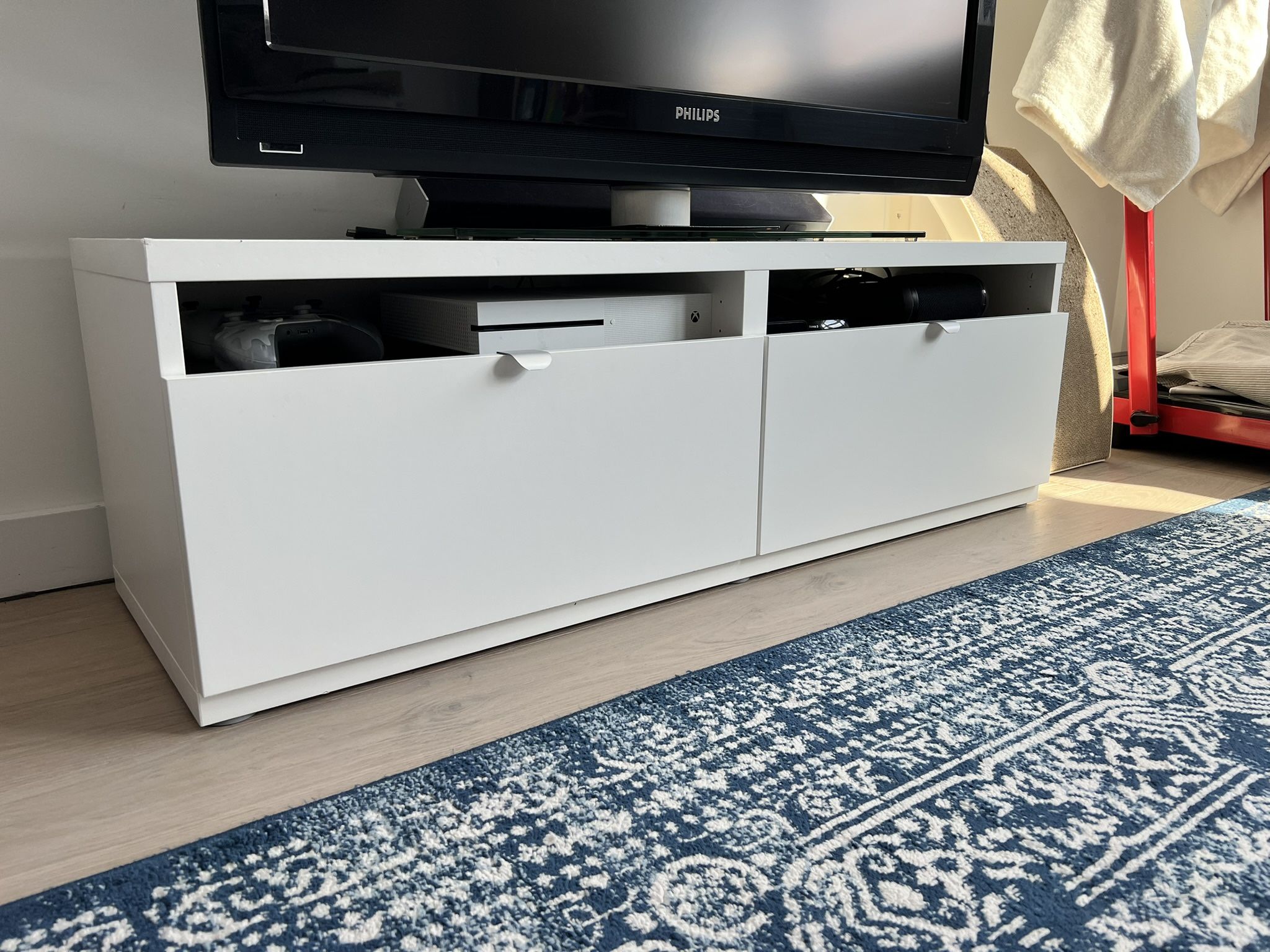 IKEA White TV Stand | Storage w 2 Drawers