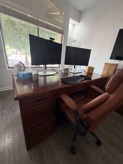 Solid wood Office desk & file cabinet