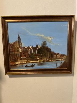 Canal Waterway Scene Artwork Framed