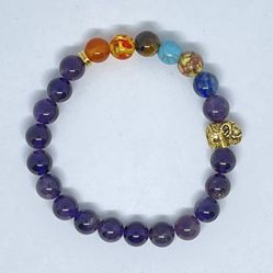 .Natural Charged 7 Chakra Healing Amethyst Bracelet (known For: Protection,Remove Negativity,calm Emotions,decision & $ Making,healer)