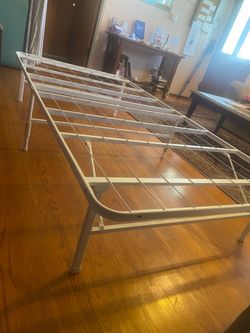 White Metal Platform Bed Frame