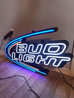 Bright Neon Bar Mancave Bud Light Sign Working