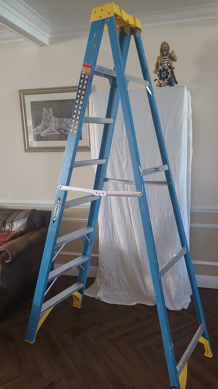Werner 8 ft. H Fiberglass Step Ladder Type I 250 lb. capacity #22