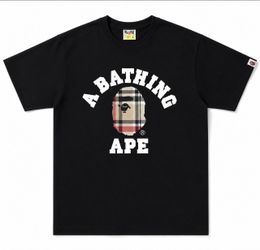 MEDUIM Black with a Beige/Red/Black checkered pattern bape shirt
