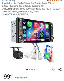 Plug & Play Car Radio Stereo for Toyota RAV4 2001-2005/4Runner 2003-2009/FJ Cruiser 2007-2020/Highlander 2000-2007 Scion xB 2003–2015/tC 2004–2016 W/C