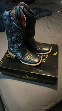 Black Ostrich print boots 200$