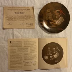 Vintage Norman Rockwell Plate “The Ship Builder”, Limited Ed, CofA