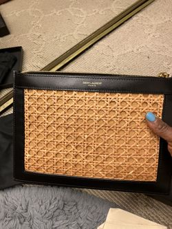 Saint Laurent Straw Portfolio Clutch
