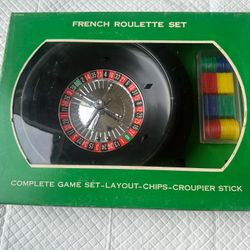 Vintage French Roulette Set & Poker Chips Complete Game Set Tabletop Gambling