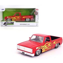 Jada 34316 Just Trucks 1985 Chevrolet C10 Pickup Custom 1:24 Red With Flames  