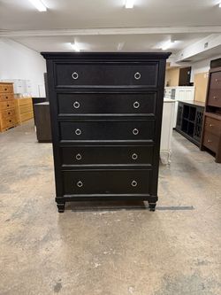 Tall Black 5 Drawer Dresser Chest