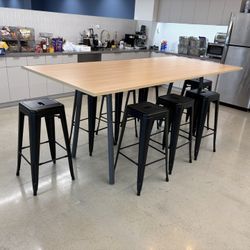 West Elm Kitchen Table With 8 Black Stools