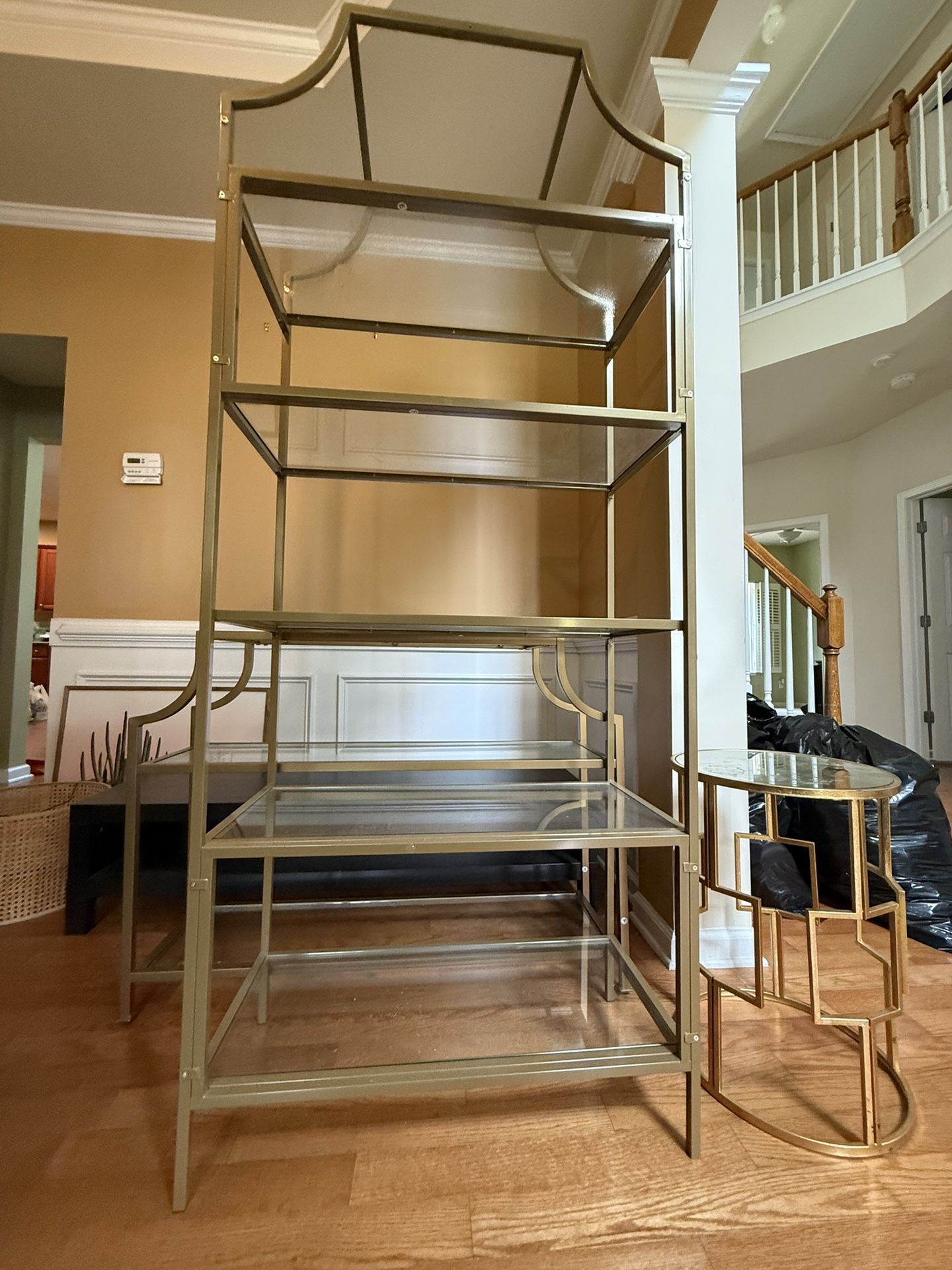 Bronze & glass bookcase + Entertainment Center