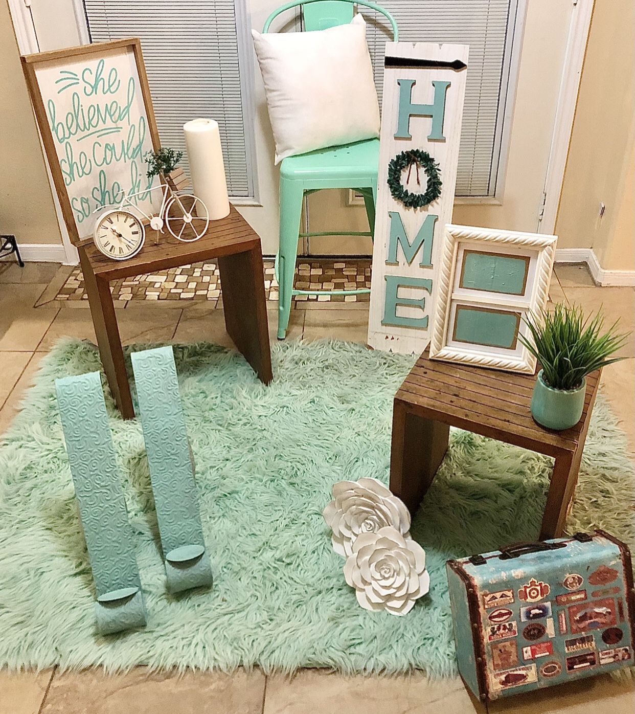 14 Pc Blue Mint Decor Bundle-details listed below -77064 zipcode