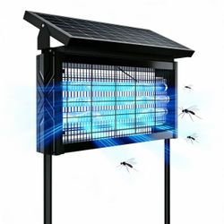 Solar Bug Zapper Outdoor, 4000V Solar Mosquito Zapper for Outdoor & Indoor, 1/2 Acre Coverage Cordless Rechargeable Electric Fly Zapper, IPX5 Waterpro