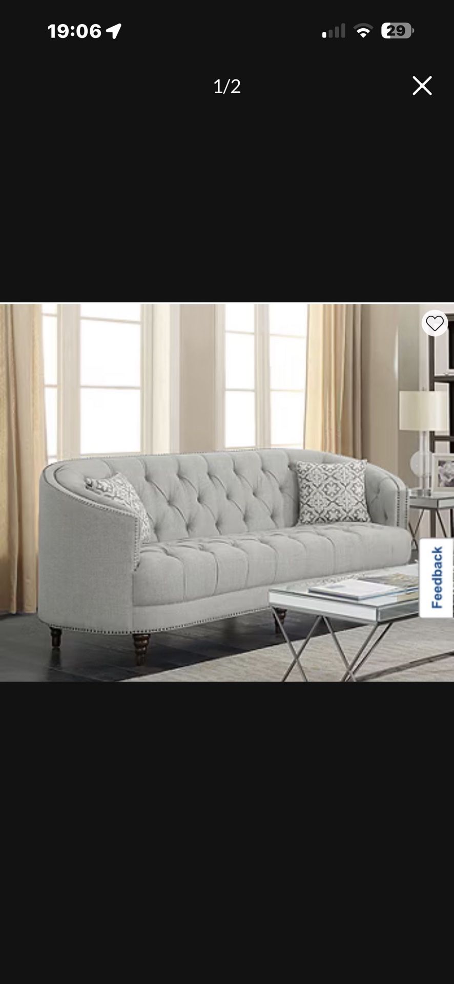 Grey Couch Sofa Gray Loveseat Tufted Grey