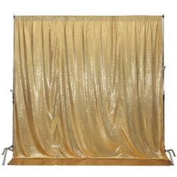 Sequin Backdrop Curtain Background for Wedding Party 10FT x 10FT Gold