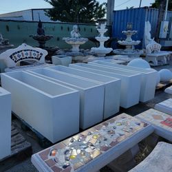 Concrete Large Rectangular Planters / Cement Stone Backyard Patio Garden Planter Pots