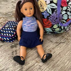 American Girl Doll And Clothes/Hair Care Set