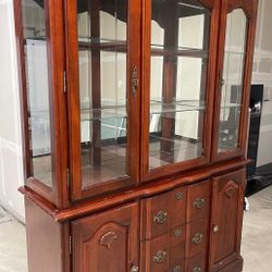 Traditional Cherry China display Case/Cabinet and hutches