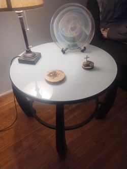 Milk Glass End Table
