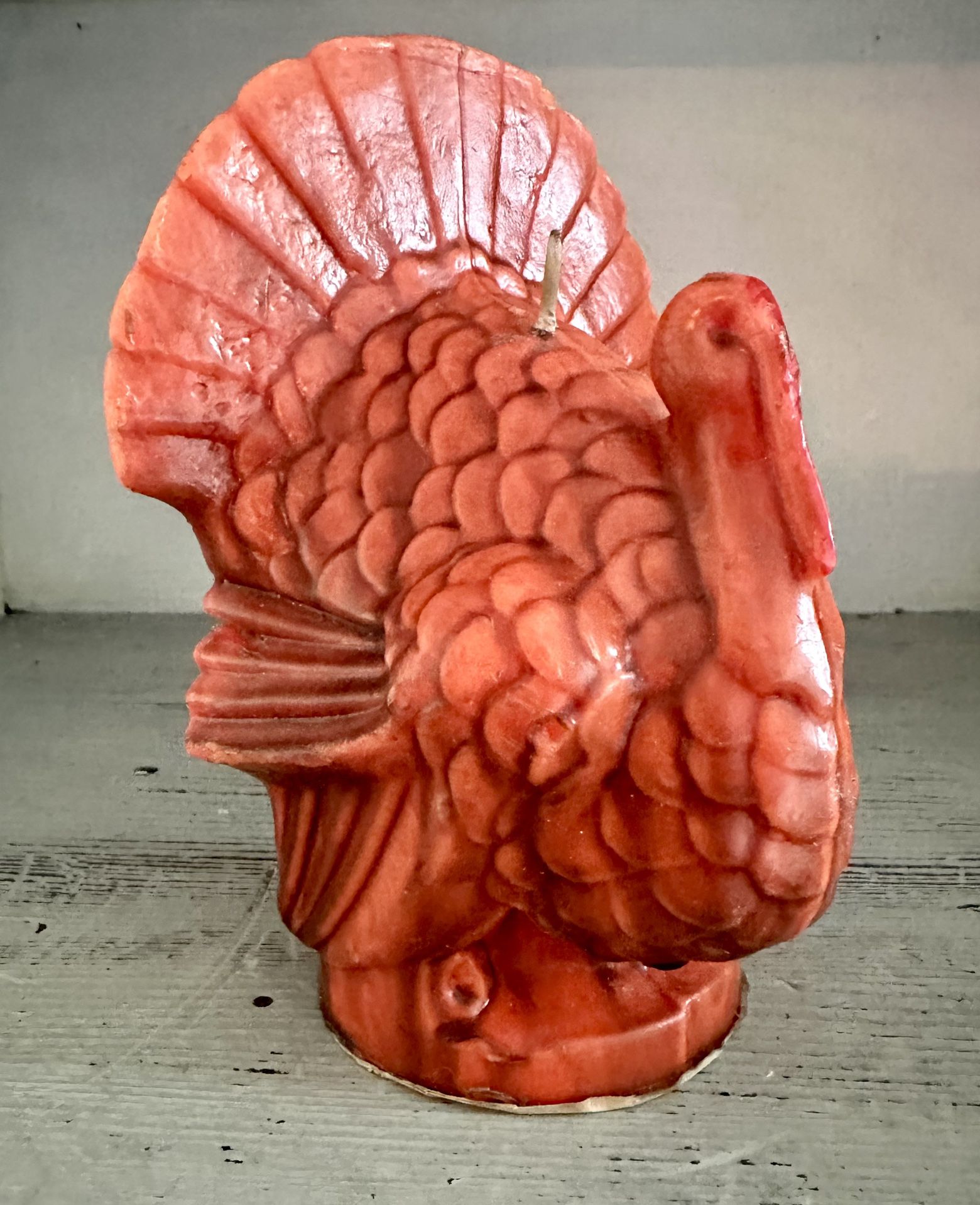Large vintage Gurley turkey thanksgiving candle  6 1/2” tall x 4 3/4” wide  Good condition. Bright color. Has not been burned.   
