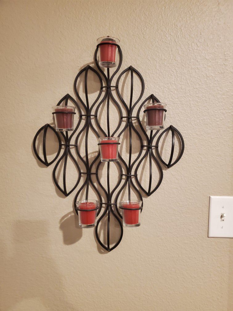 Metal Wall Sconce w/ Candle Holders